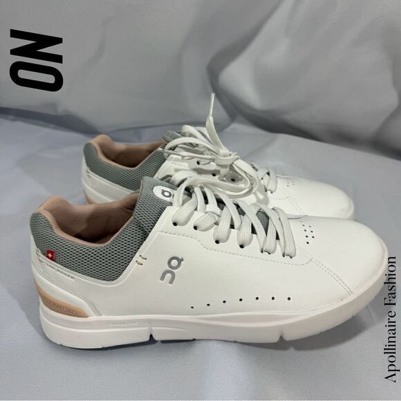 ON RUNNING THE RODGER ADVANTAGE TENNIS SHOE IN WHITE ROSE SIZE 10 NWT - Picture 1 of 6